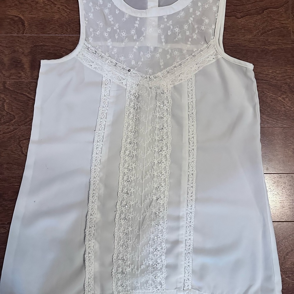 Japna White Lace Detail Top